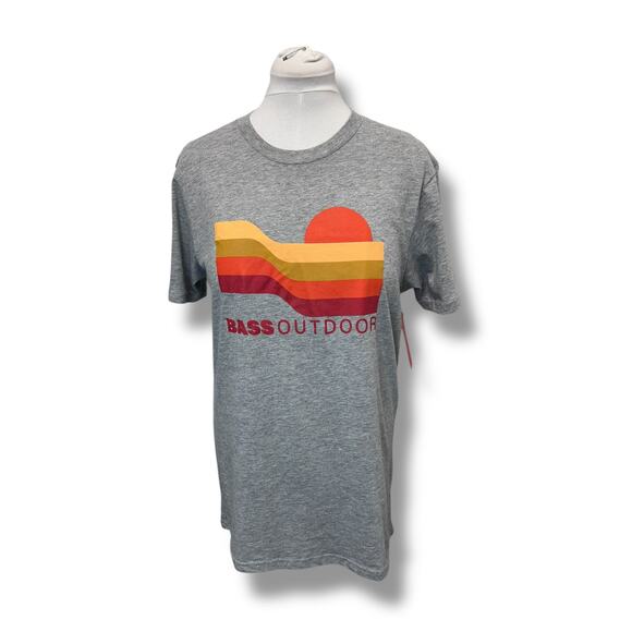 Bass Outdoor Mens Short Sleeve Crew Neck Graphic Tee, Gray, size M - Picture 1 of 10